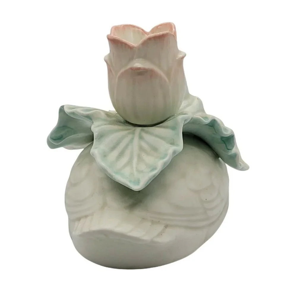 Vintage Fitz & Floyd Satin Glazed Duck Taper Candleholder Pastel Country Decor
